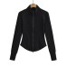 High neck long sleeved double zipper top for women