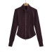 High neck long sleeved double zipper top for women