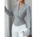 Irregular metal shaped buckle strap top for women
