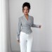Irregular metal shaped buckle strap top for women