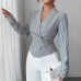 Irregular metal shaped buckle strap top for women