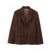 Solid Color  Long Sleeve Asymmetric Hem Straight Cut Suit Set
