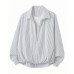 Striped deep V-fake two-piece long sleeved top