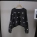 Fashionable Round Neck Heart Pattern Loose Slimming Versatile Short Pullover Sweater for Women