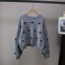 Fashionable Round Neck Heart Pattern Loose Slimming Versatile Short Pullover Sweater for Women