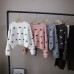 Fashionable Round Neck Heart Pattern Loose Slimming Versatile Short Pullover Sweater for Women
