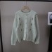 Round Neck Sweet Youthful Floral Embroidery Versatile Cardigan Sweater for Women