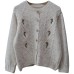 Round Neck Sweet Youthful Floral Embroidery Versatile Cardigan Sweater for Women