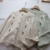 Round Neck Sweet Youthful Floral Embroidery Versatile Cardigan Sweater for Women