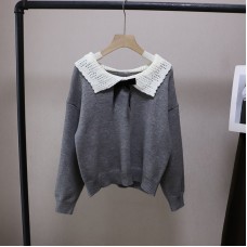 Cute Peter Pan Collar Loose Knit Sweater for Women