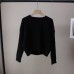 Round Neck Youthful Cable Knit Slim Fit Versatile Short Pullover Sweater for Women