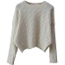 Round Neck Youthful Cable Knit Slim Fit Versatile Short Pullover Sweater for Women