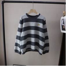 Casual Knit Sweater Women's Loose Fit Stripe Cartoon Embroidery Pullover sweater