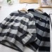 Casual Knit Sweater Women's Loose Fit Stripe Cartoon Embroidery Pullover sweater