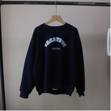 Casual Letter Embroidered Fleece Lined Loose Hoodie Women's Sweatshirt
