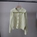 High-Quality Youthful Look Flip Collar Horn Button Cable Knit Sweater Coat for Women