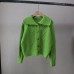 High-Quality Youthful Look Flip Collar Horn Button Cable Knit Sweater Coat for Women