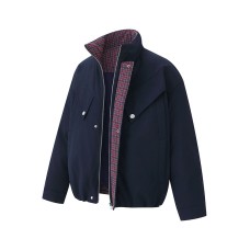 Style Elegant Versatile Preppy Flip-Design Stand Collar Cotton Coat Jacket Short Length Minimalist Outerwear