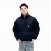 Style Elegant Versatile Preppy Flip-Design Stand Collar Cotton Coat Jacket Short Length Minimalist Outerwear