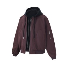 Color-block Patchwork Fake Two-piece Motorcycle Cotton Jacket Men  Style Trendy Brand Couple Casual Jacket