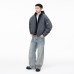 Color-block Patchwork Fake Two-piece Motorcycle Cotton Jacket Men  Style Trendy Brand Couple Casual Jacket