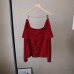 Elegant Off-Shoulder Split Pleated Waist-Slimming Knit Top for Women Elegant Off-Shoulder Split Pleated Waist-Slimming Knit Top for Women