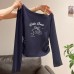 Cute Cartoon Top for WomenSpring and Autumn New Style Sweet and Spicy LookOff-Shoulder DesignVersatile and Youthful