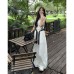 Relaxed Style Belted Cargo Casual Pants Women Lightweight Ice Silk Wide Leg Knife-Edge Loose Straight Trousers Floor-Length