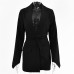 Solid Color Women's Tailored Blazer with Belted Waist Design for Slim Fit