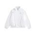 Topstitch Deconstructed Stand-Up Collar Casual Sport Zip-Up Jacket