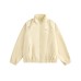 Topstitch Deconstructed Stand-Up Collar Casual Sport Zip-Up Jacket