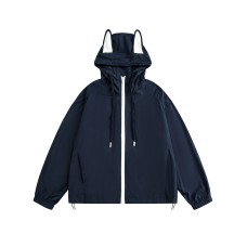 Color-Blocking Zipper Ear Hoodie Jacket for Men and Women