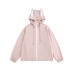 Color-Blocking Zipper Ear Hoodie Jacket for Men and Women