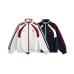 Color-blocked Three-Stripe Stand-up Collar Hoodie Cardigan