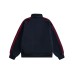 Color-blocked Three-Stripe Stand-up Collar Hoodie Cardigan