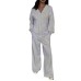 Two piece set of casual button down hoodie and pants