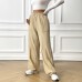 French style vacation casual solid color straight leg pants