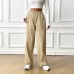 French style vacation casual solid color straight leg pants