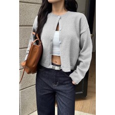Solid color button long sleeved woolen women's clothing Solid color button long sleeved woolen women's clothing