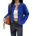 Solid color button long sleeved woolen women's clothing