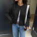 Solid color button long sleeved woolen women's clothing