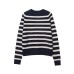 Round neck striped knit