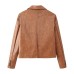 Two tone lapel short leather jacket