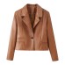 Two tone lapel short leather jacket