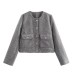 Golden button embellished pearl leather jacket