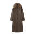 Wear synthetic fur coat with fur collar on both sides