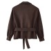 Set of short jacket with collar tie and skirt