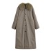 Long windbreaker with fur collar on both sides