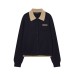 Color blocked patchwork polo collar knit sweater