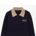 Color blocked patchwork polo collar knit sweater